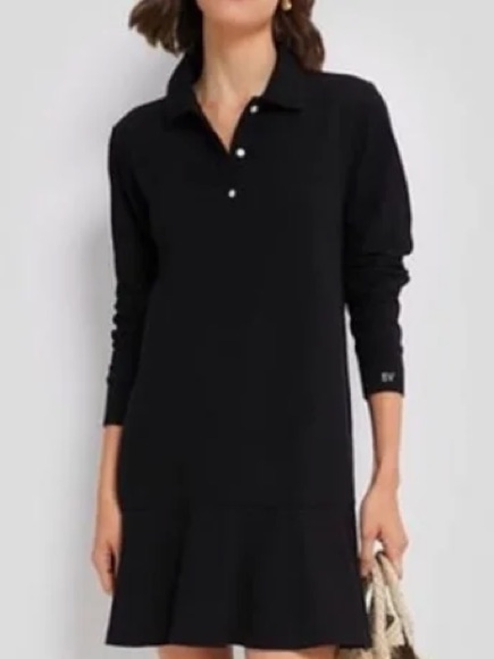 Tuckernuck Black Long-Sleeve Polo Shirt Dress